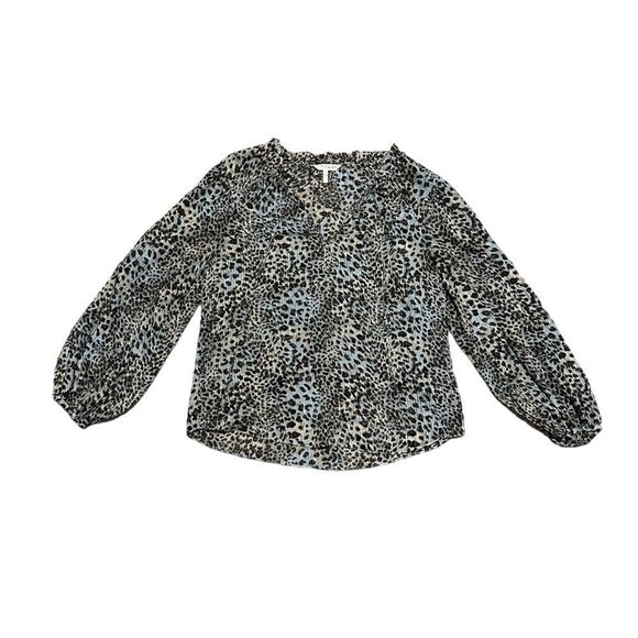 Rebecca Taylor Lynx Tie Sage Leopard Print Blouse Size 6 - Picture 11 of 15
